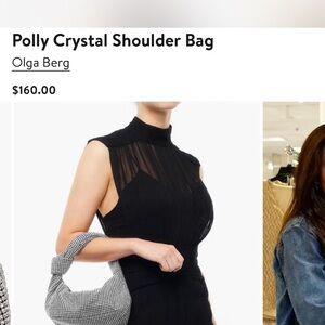 Olga Berg Black and White Polly Crystal Shoulder Bag